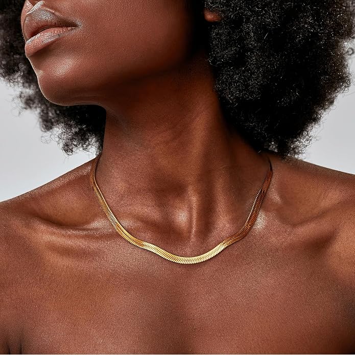 Jewlpire 925 Sterling Silver Plated Rope/Cuban/Paperclip/Herringbone Chain Necklaces for Women, 18K Gold Plated Chain Necklace,Hypoallergenic Women's Chain Necklaces 16+3 Inch