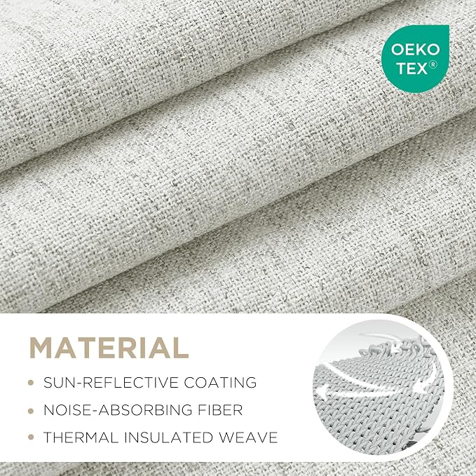 Joydeco Blackout Curtains for Bedroom - 100% Light Blocking 2 Panels Set White Drapes 37" W x 96" L, Thermal Insulated Room Darkening Curtains, Linen Textured for Living Room, Rod Pocket & Back Tabs