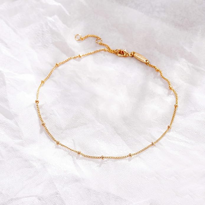 MEVECCO Anklet for Women Gold Chain 14K Gold Plated Dainty Boho Beach Summer Simple Foot Jewelry Ankle Bracelet