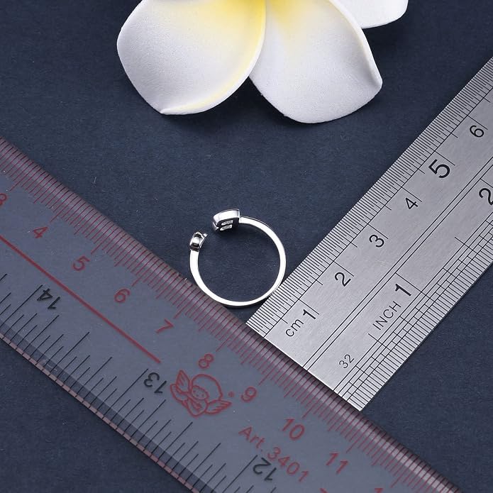 VIKI LYNN 925 Sterling Silver Rings Size 4.5 Adjustable Initial Letter Ring with Cubic Zirconia-Personalized Gifts for Women