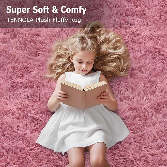 Soft Runner Rug for Bedroom Living Room, 3x10 ft Fluffy Blush Pink Rug for Bedroom Girls Room, Washable Girls Fuzzy Rugs for Kids Room Bedside Nursery Dorm Pink Shag Carpet Runner for Hallway