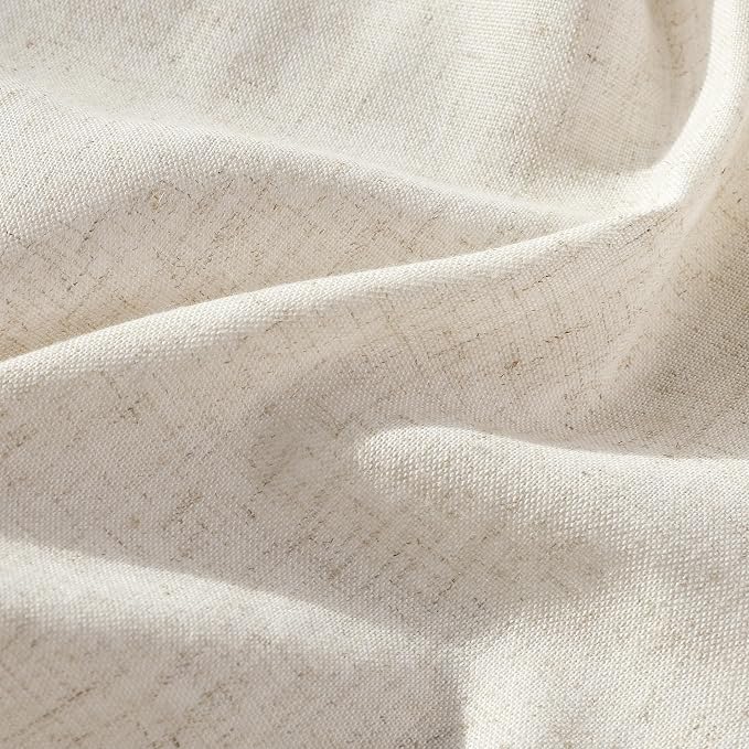 Aersas Short Natural Pinch Pleated Linen Kitchen Curtains 24 Inch Length 2 Panels Set Farmhouse Cafe Light Filtering Small Half Window Drapes for Bathroom Laundry Room RV 26x24