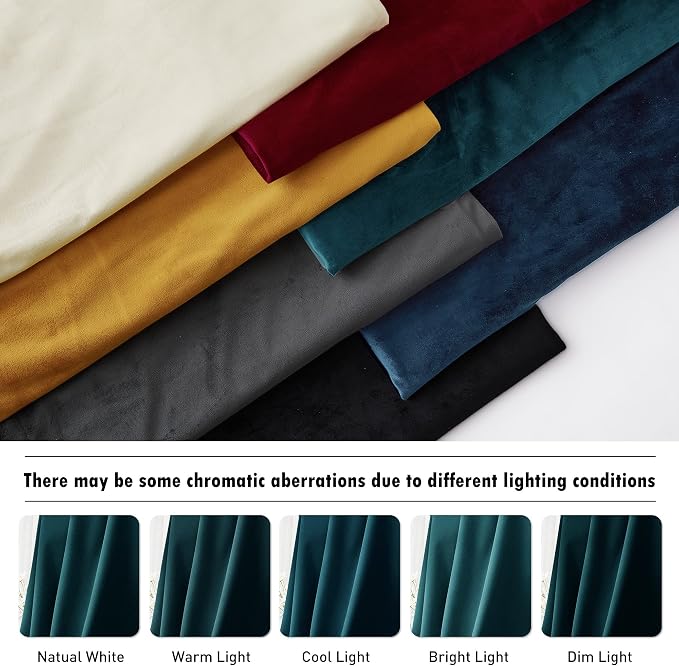 RYB Home Velvet Curtains 108 inches 2 Panels Set - Super Soft Durable Window Drapes Room Darkening Energy Smart Back Tap for Apartment Villa Room Backdrops, Peacock Blue, W52 x L108 inches, 2 Panels