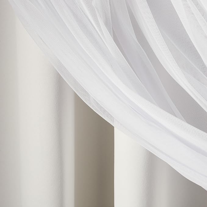 TOWN & COUNTRY LUXE Talia Double Layer Indoor Curtains, Sheer and Room Darkening Blackout, Grommet Top, Energy Efficient, 2-Pack Set, 52"x108", Winter White