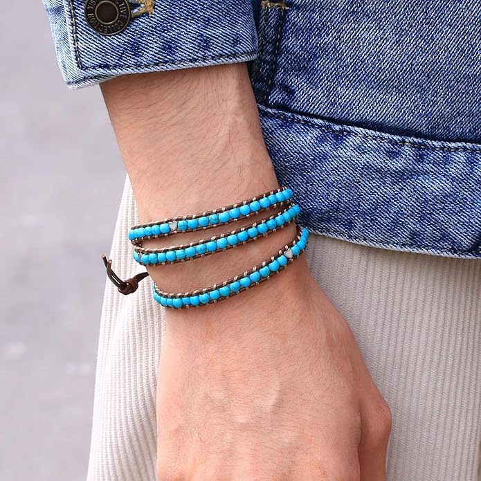 KELITCH New Star Turquoise Bracelets Love Silver Beads 3 Wrap Bracelet Women Shell Pearl Bracelets