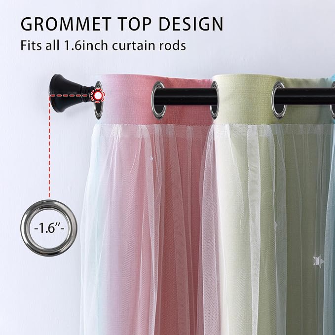 XiDi Girls Room Decro, Blackout Curtains for Kids Bedroom,Colorful Rainbow Style, Unicorn Wall Decor Ombre Curtains, Princess Room 63 Inches Long Pink/Blue