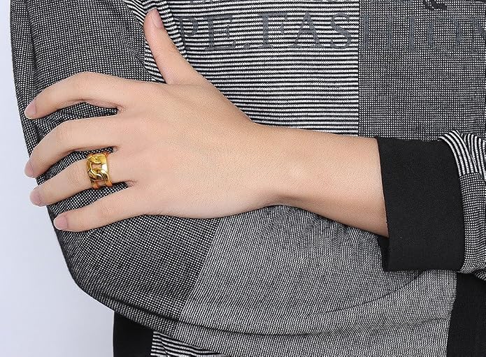 VNOX Gold Rings for Women 丨 14k Gold Plated Stainless Steel Chunky Statement Rings Twisted Braided Ring Stackable Rings Chunky Signet Ring for Womens Jewelry Trendy