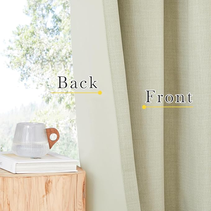 NICETOWN Room Darkening Curtains for Living Room 90 inches Long, Pinch Pleated Curtains Faux Linen Blend Light Blocking Noise Canceling Window Treatments for Bedroom, Linen Beige, W52 x L90, 2 Panels