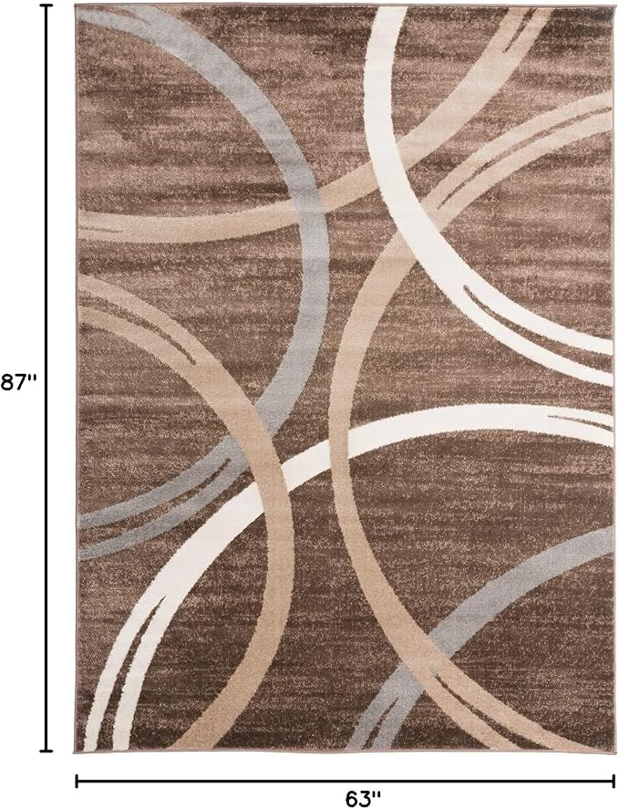 Rugshop Wavy Circles Modern Fade-Resistant Area Rug Brown 5'3" x 7'3"