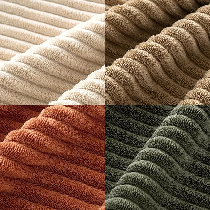 MIULEE Boho Farmhouse Throw Pillow Covers 24x24 Inch Set of 4 Mordern Rust-Olive Green Cushion Covers Soft Corduroy Nordic Fall Home Decor for Spring Couch Bed Sofa Living Room