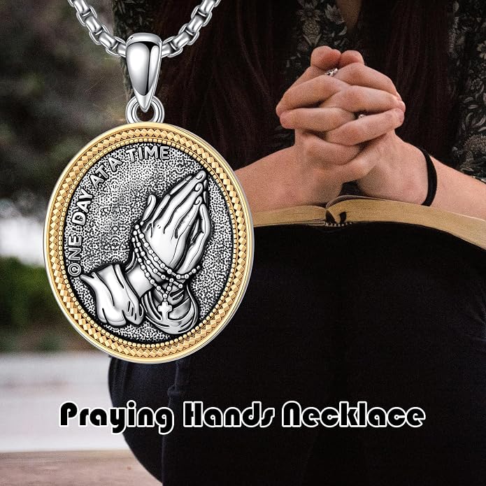 LEECCl Men's Necklaces 925 Sterling Silver Thors Hammer/Cross of Thorns/Bible/St. Michael Gothic pendant Religious Jewelry for Men Father