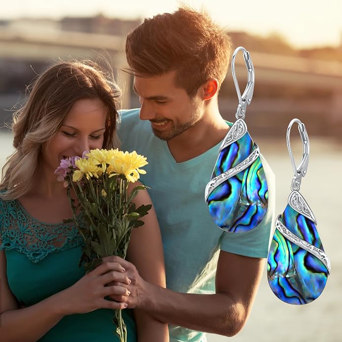 ONEFINITY Filigree Earrings 925 Sterling Silver Filigree/Dandelion/Sunflower/Hummingbird Dangle Drop Earrings Abalone Shell Jewelry Gift for Women
