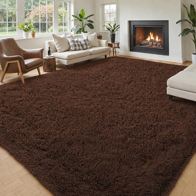 8x10 Area Rugs for Living Room Bedroom, Large Area Rug Shaggy Carpet Soft Plush Furry Bedside Rug, Rugs for Home Decor (Coffee, 8 x 10)