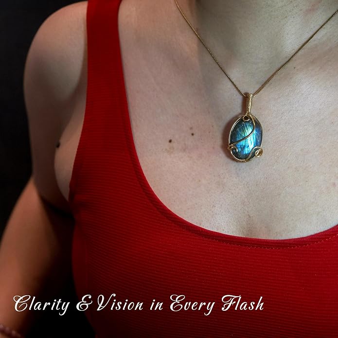 Natural Faceted Labradorite Pendant Necklace – Unique Stone of Magic & Transformation, Iridescent Flash Gemstone Jewelry, Handmade Healing Crystal Gift for Women, Birthday, Anniversary, Spiritual Awakening & Intuition