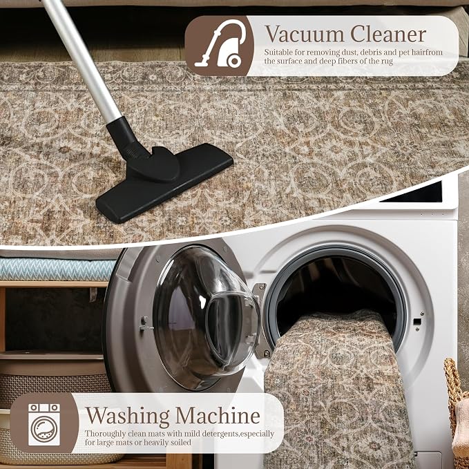 Machine Washable Entryway Small Area Rugs: Soft Non-Slip Low Pile Door Mat Indoor Entrance 2x3 ThrowRug for High-Traffic Areas Kitchen, Hallway, Farmhouse Decor