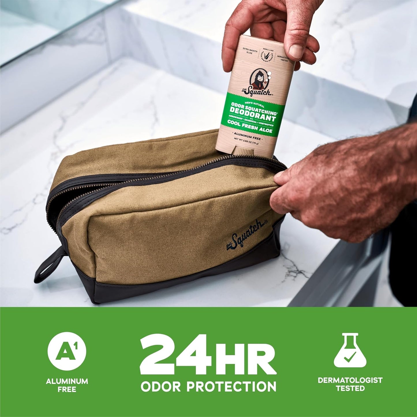 Dr. Squatch Natural Deodorant for Men - Odor-Squatching Aluminum Free - Cool Fresh Aloe (2.65 oz, 3-Pack)