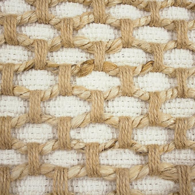 Boho Living Jada Decorative Throw, Includes Accent, Premium Woven Design, Living Room Décor, (1) 20" x 20" Pillow Cover with Insert, White
