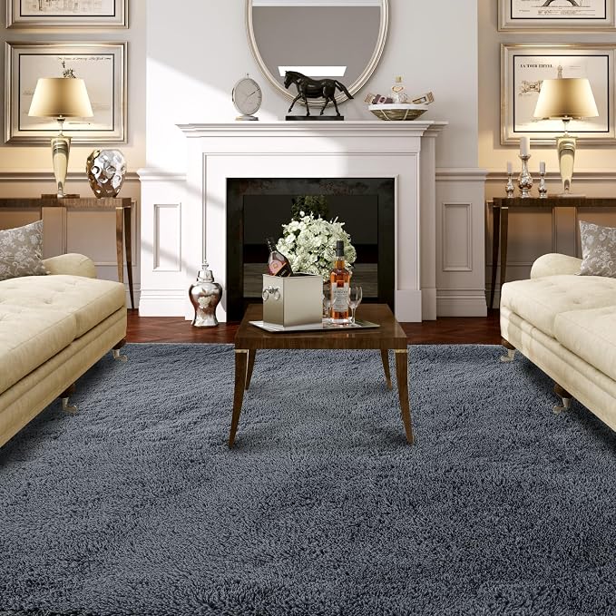 Area Rug 10x12 for Living Room Grey - Large Shag Soft Carpet | Cloud-Soft Comfort: Microfiber Memory Foam - Bare Feet Love The Sink-In Softness Your Whole Family Enjoys Every Day