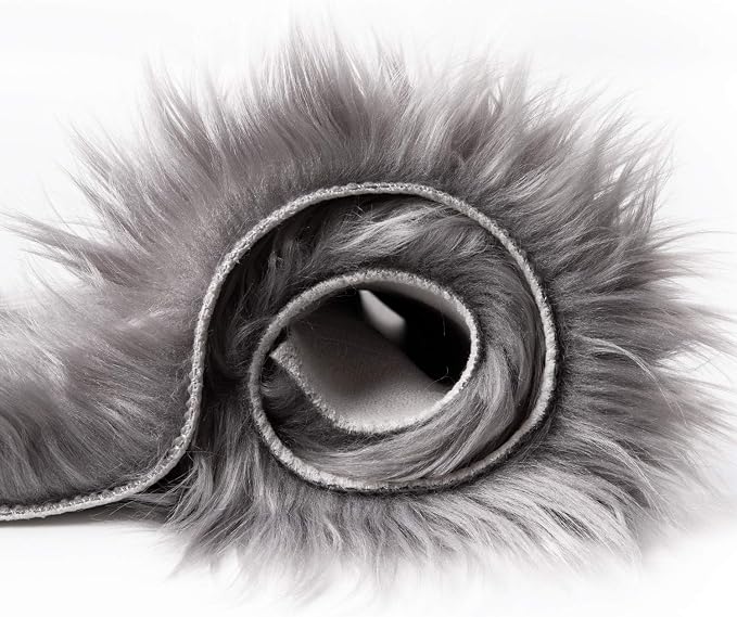 Ashler faux fur rug, Fluffy Shaggy Area Rug Ultra Soft 2 x 6 Feet Sheepskin Fur Rug, Grey Fuzzy Rug Machine Washable Shag Rug, Nursery Decor Throw Rugs for Bedroom, kids room, Living Room