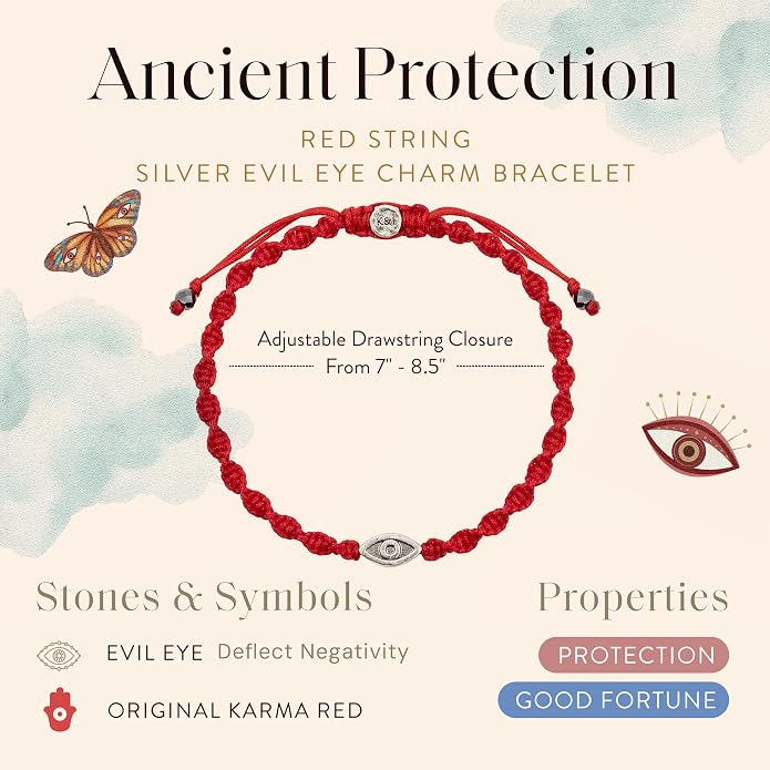 KARMA AND LUCK Guardian of Blessing, Men's Red String Bronze Charm Bracelet, Handmade in Bali for Protection, Adjustable Size