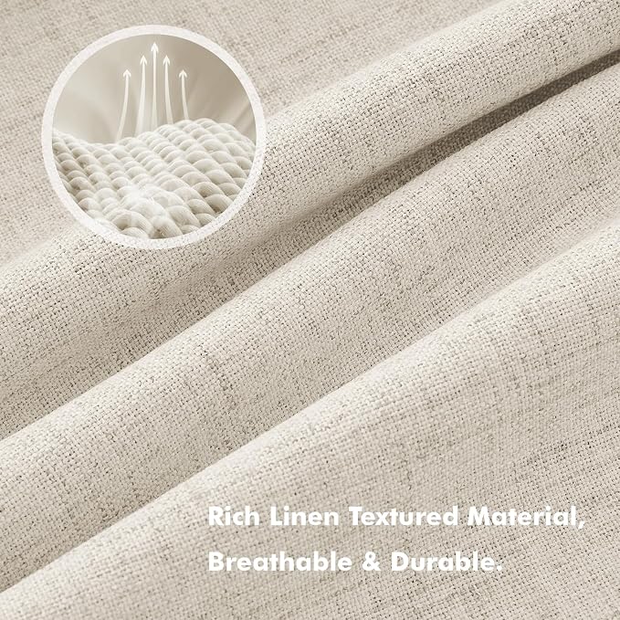 MIULEE 100% Blackout Linen Curtains 42 x 84 Inch Linen Beige 2 Panels | Thermal Insulated, Room Darkening Drapes for Bedroom Living Room, Back Tab Rod Pocket Pinch Pleated, Solid Luxury Decor