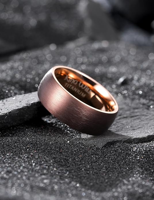 King Will Titanium Wedding Band for Men Women-Sliver/Black/Gold Plated Pure Titanium Wedding Ring, 3-9mm Widths Available Brushed Matte Design Comfort Fit Size 4-16