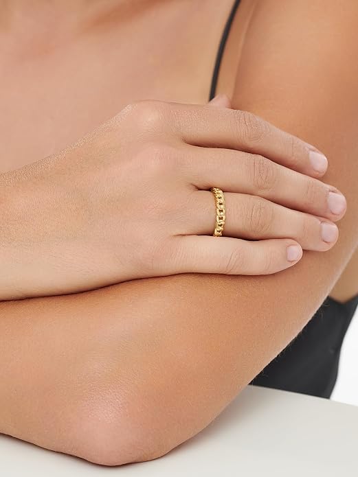 DEVATA Gold or Rhodium Plated Sterling Silver 925 – Eternity, Band Ring for Women – Heart, Knot, Clover, Infinity, Mariner, Cable, Curb, Cuban, Figaro, Daisy, Rope, Ribbed, Dome