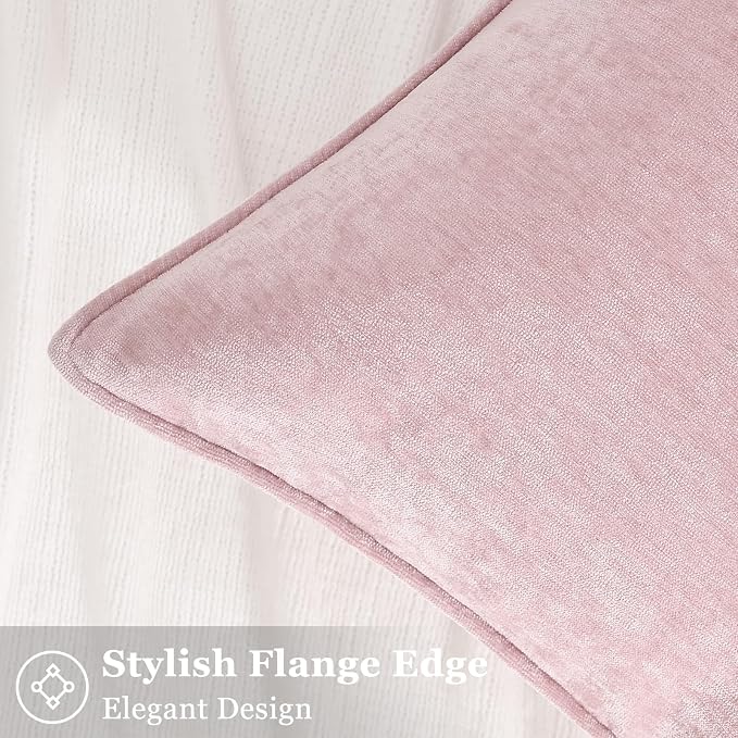 decorUhome Chenille Blush Pink Velvet Throw Pillow Covers 12x20 Set of 2 | Fall Soft Lumbar Couch Decorative Modern Farmhouse Pillow Cases with Elegant Design for Sofa Bed Living Room Home Decor