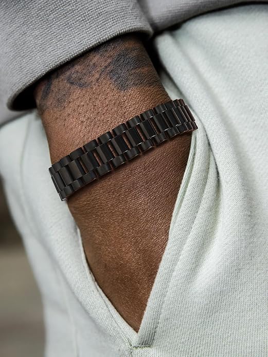 U7 Link Bracelets for Men, Cuban Link/Rope/Watch Band Solid Bracelet, Silver Black Gold Color Wrist Bracelet 3/6/9/12/15mm Width, 6.5/7.5/8.3 Inch Length, Hand Chain Jewelry for Mens Women