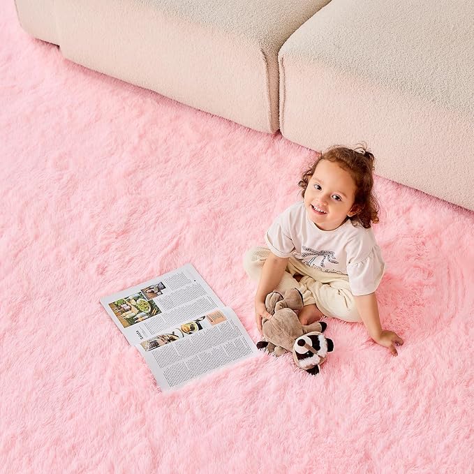 OPPODREAM 4x6 Pink Rugs for Bedroom, Ultra-Soft Fluffy Area Rugs for Living Room, 4 x 6 Shag Carpet for Nursery, Kids, Girl, Boy, Baby, Plush, Fuzzy, Shaggy, Cute Home Decor