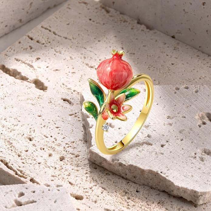 Santuzza 925 Sterling Silver Enamel Flower Ring for Women