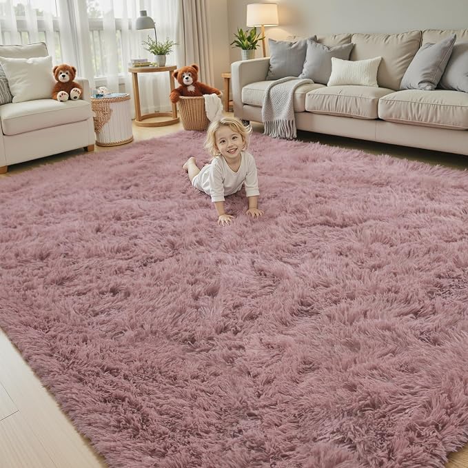 Rugs for Living Room 6x9, Alfombras para Salas Shag Large Plush Soft Area Rug, Shaggy Carpets for Bedroom,Home Decor Aesthetic(Blush, 6 x 9)