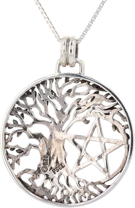 Jewelry Trends Sterling Silver Pentacle Tree of Life Wiccan Pendant Necklace 18"