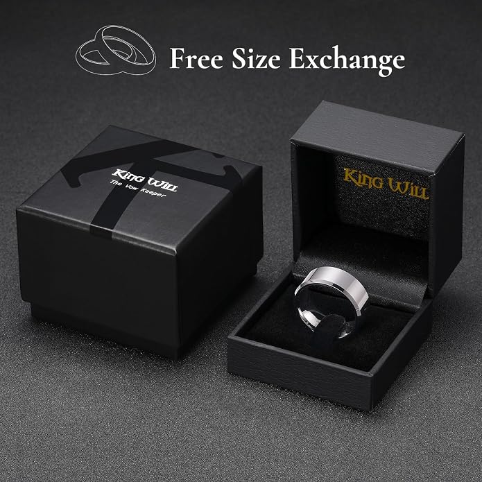 King Will BASIC Men Women 4mm/5mm/6mm/7mm/8mm Titanium Rings Polished Wedding Band Engagement Anniversary Band Comfort Fit