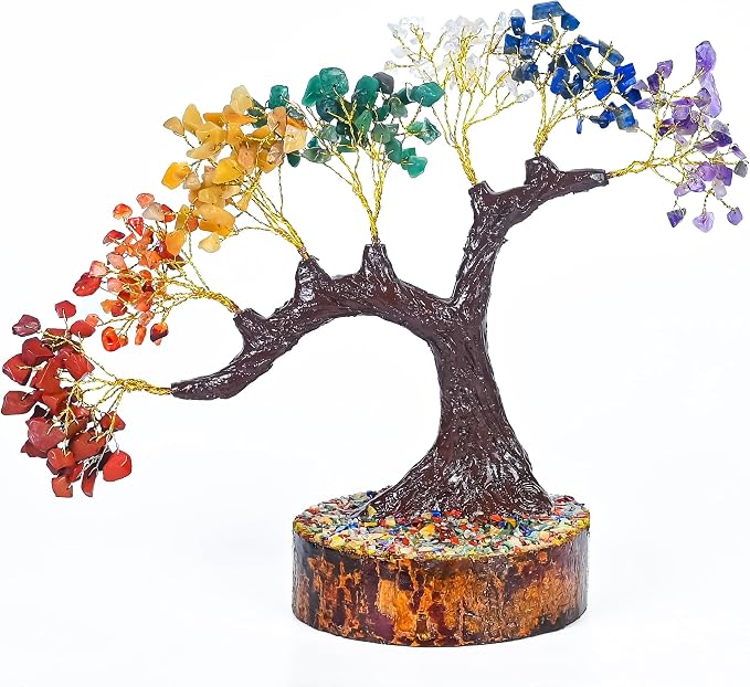 Crocon® 7 Chakra Bonsai Crystal Tree of Life Healing Crystals Home Decor Spiritual Gift, Birthday Gifts for Women, Mom, Sister Housewarming Gifts New Home Meditation Decor, Gift for Her Grandma