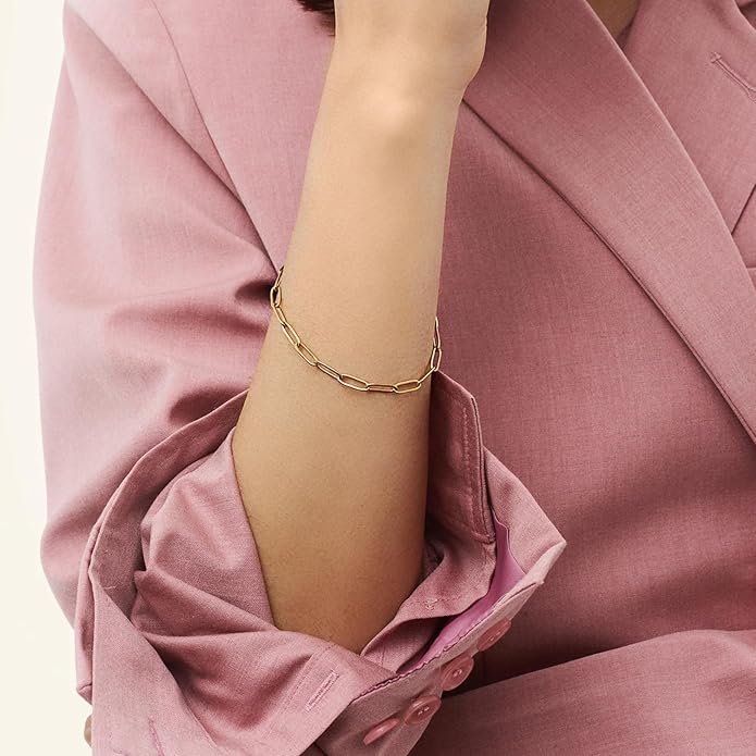 Hey Harper Gold Bracelet For Women Trendy - 14K Gold Dainty Bracelet - Waterproof Sweatproof Non Tarnish Jewelry Gift for Women and For Everyday