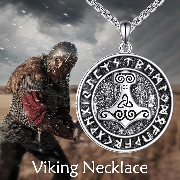 POPLYKE Faith/Sword/Mustard Seed/Horse/Wolf/Thor's Hammer/Viking/Devil Eyes Snake Sterling Silver Necklace for Men Jewelry Birthday Gifts