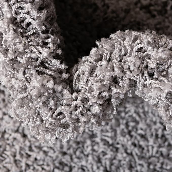 Unique Loom Solid Shag Collection Area Rug (2' x 6' 5" Runner, Cloud Gray) | Modern Solid rug, stain and water resistant, doesn't shed, easy to clean, kid and pet friendly. Ideal for the bathroom.