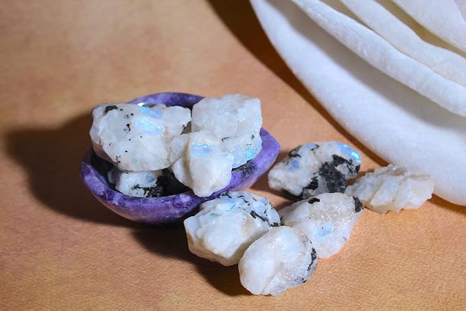 Large 1.25-2.0” Natural Rainbow Moonstone Raw Crystals Stones for Meditation, Chakra, Reiki, Crystal Grid, Energy Work, Wire Wrapping, Tumbling & Spiritual Home Decor