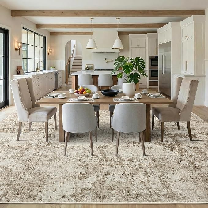 GarveeHome 6x9 Abstract Area Rug Neutral Washable Living Room Bedroom Rug | Soft Low Pile Non Slip Accent Rug for Living Room, Dining Room, Modern Neutral Indoor Carpet