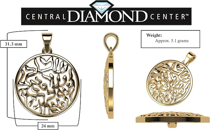 Central Diamond Center Shema Israel Full Hebrew Prayer Pendant Necklace in Solid Sterling Silver