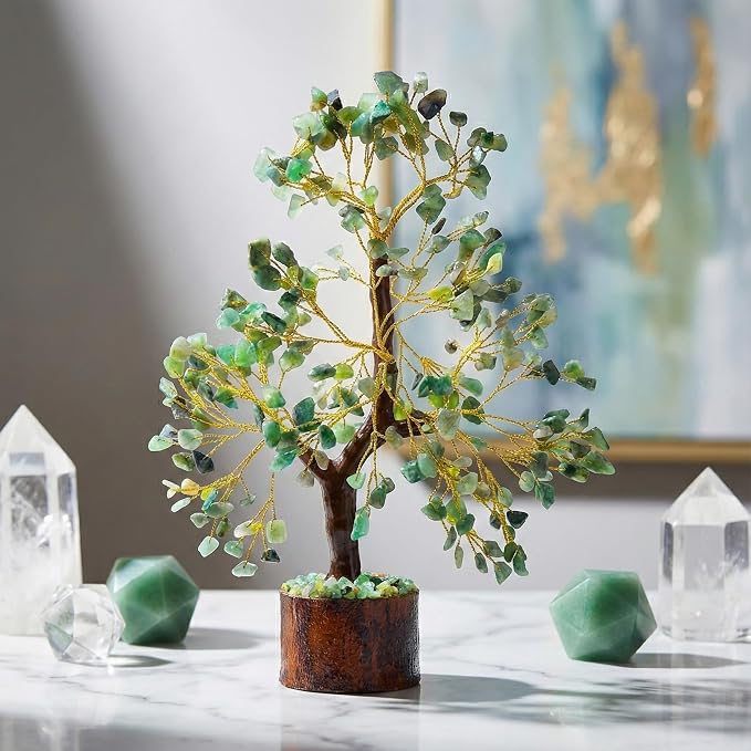 Green Jade Tree of Life, Feng Shui Crystal Tree, Positive Energy Meditation Gift, 300 Beads
