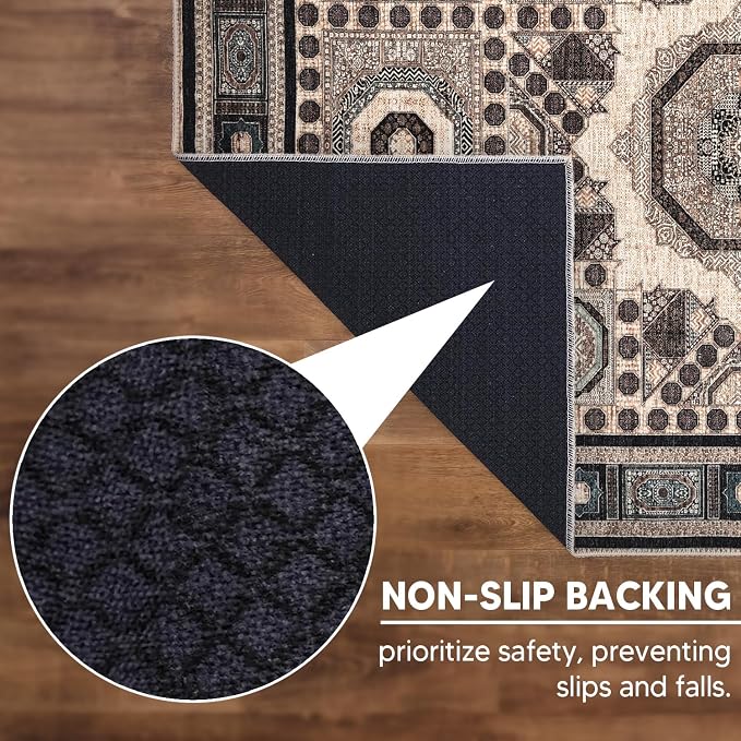 Keen Home Design 2x3 Rug - Machine Washable Entry Rug with Non-Slip Backing, Ideal for Enteryway, Kitchen, Bathroom, Laundry Room - Vintage, Easy Clean, Durable, Low Pile Rug - (2' x 3')