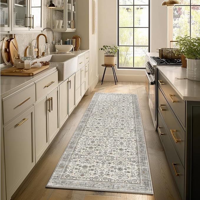 Machine Washable Hallway Runner Rug: 2'x6' Kitchen Rugs Soft Non-Slip Low Pile Vintage Boho Carpet Runners for Indoor Entryway Kitchen Bedside Bedroom Bathroom Farmhouse Decor