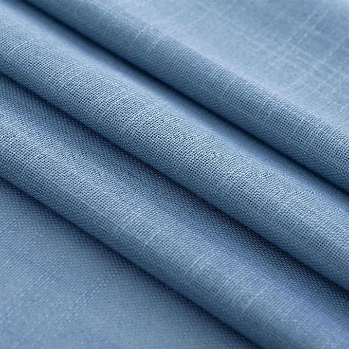 Denim Blue Curtains for Living Room Back Tab Modern Farmhouse Semi Sheer Blue Curtains 120 inches Long 2 Panels Set Muted Neutral Window Curtain for Dining Room Bedroom 52x120
