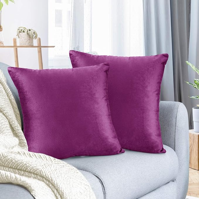 Nestl Throw Euro Pillow Covers, Cozy Velvet Decorative Pillow Covers 26 x 26 Inches, Soft Solid Couch Pillow Case for Sofa, Bed and Car, Set of 2 - Orchid Purple
