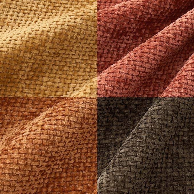MIULEE Pack of 4 Orange/Yellow Couch Throw Pillow Covers 20x20 Inch Halloween Soft Decorative Chenille Pillows Farmhouse Accent Cushions for Boho Fall Home Decor Sofa Bedroom Living Room