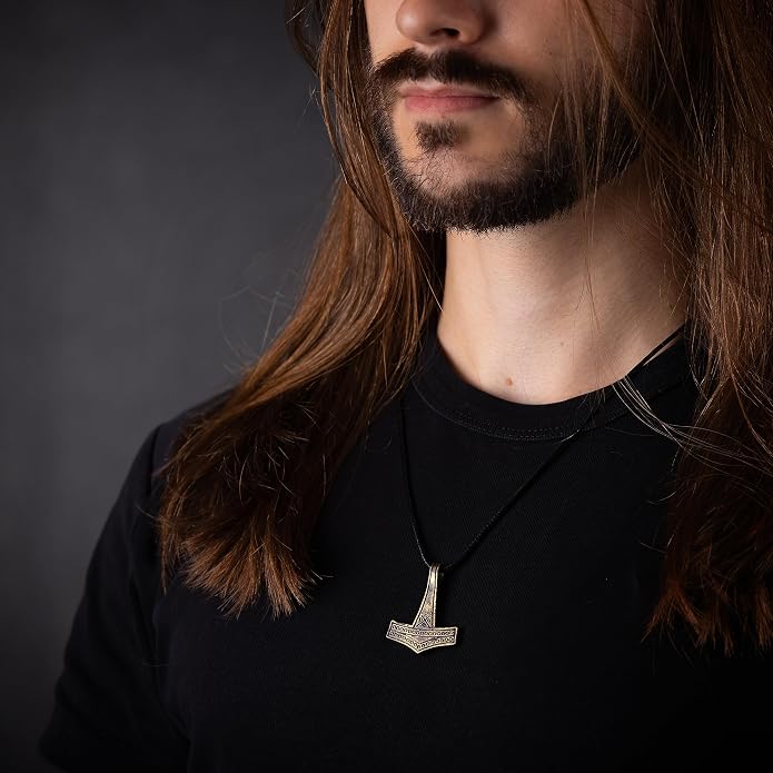 Baldur Jewelry - Thors Hammer Necklace Pendant Mjölnir - Viking Norse Thor Hammer Pendant Viking Jewelry - Thor Necklace - Thor Gifts for Men - Viking Necklace for Men