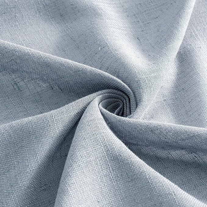 MIULEE Chambray Blue Linen Curtains 63 Inch Length 2 Panels for Bedroom Living Room, Soft Linen Textured Window Drapes Semi Sheer Light Filtering Back Tab Rod Pocket Farmhouse Modern Burlap Look Decor