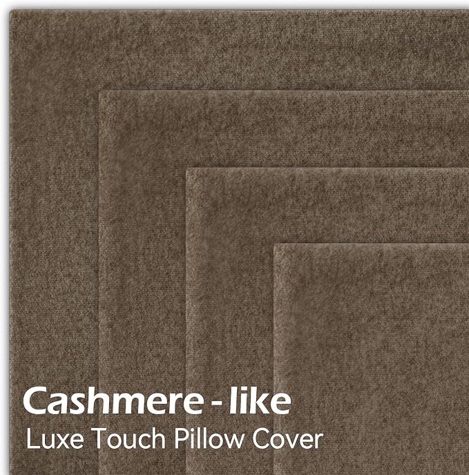 a moment Waterproof Throw Pillow Covers Set of 4,24x24 Inch Outdoor Stain Resistant Pet Friendly Pillowcases Cushion Covers for Patio Sofa and Living Room,Mushroom Brown